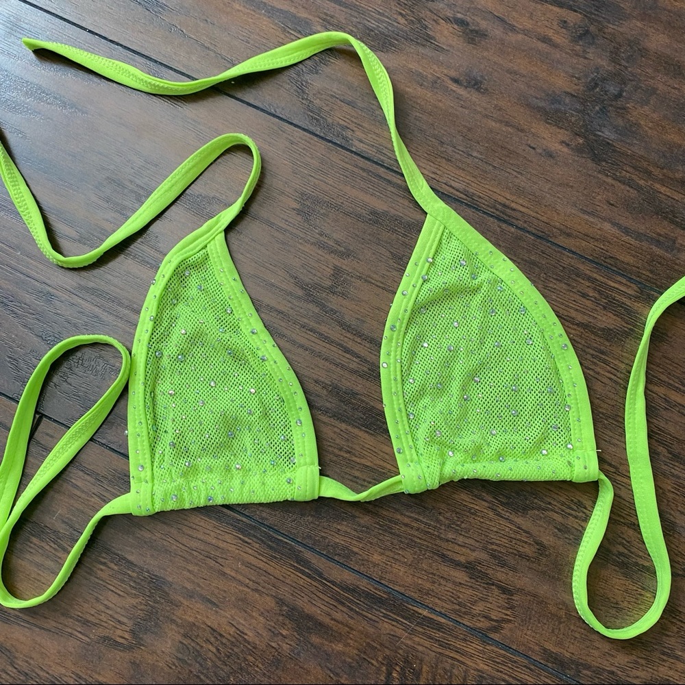 Green bedazzled bikini top